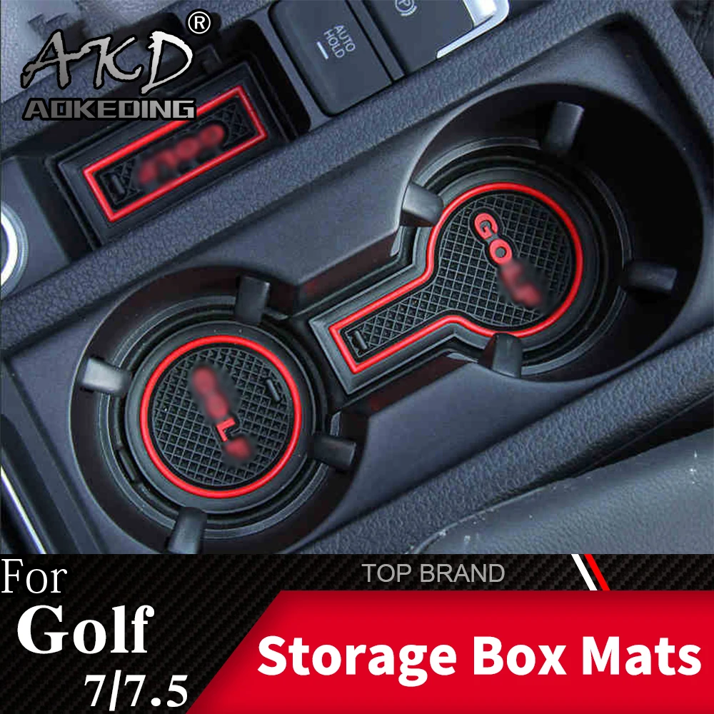 

Car Central Armrest Storage Box Container Holder With Silicone Mat For Volkswagen Golf7/7.5 Auto Interior Accessories