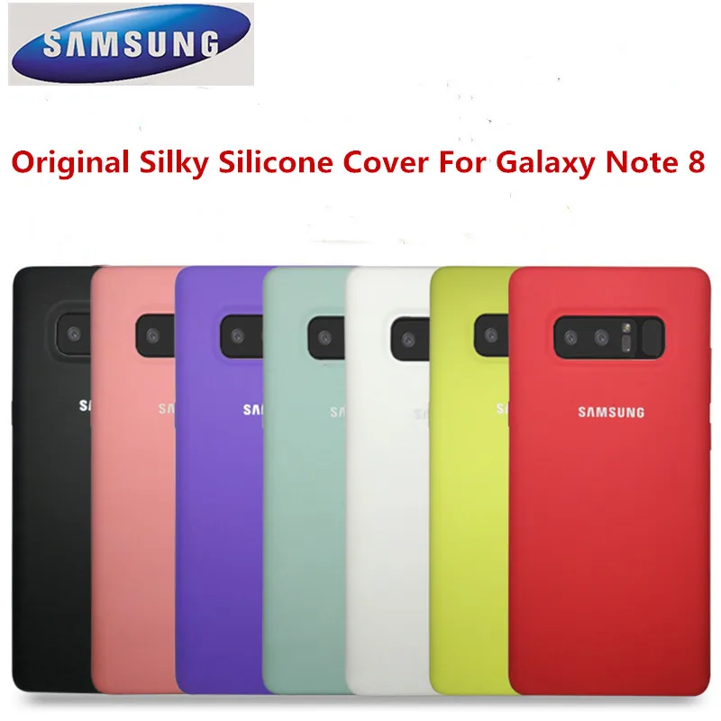 

100% Original Silky Liquid Silicone Cover Soft-Touch Finish Back Protective Case For Samsung Galaxy Note 8 Anti-fall with logo