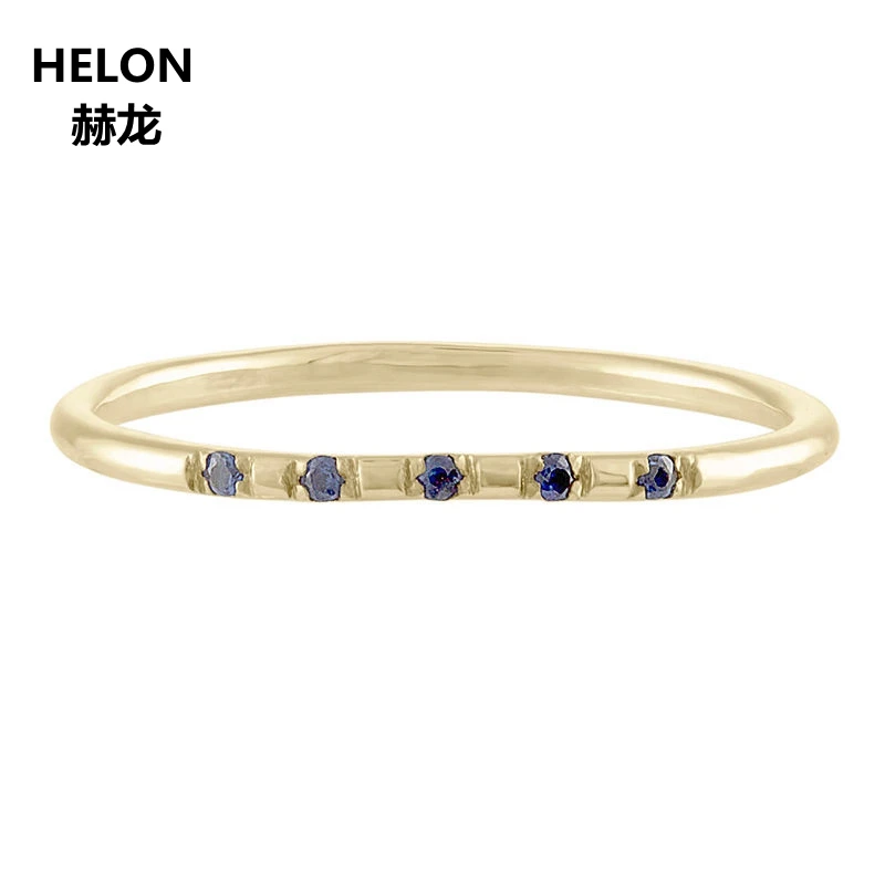 

Solid 14k Yellow Gold Women Natural Sapphires Ring Engagement Wedding Band Valentine Anniversary Party Fine Jewelry Gift