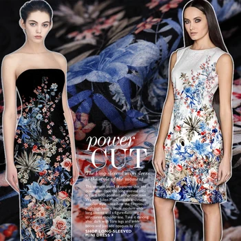 

140cm wide high-end jacquard fabric Baihua Manor Digital inkjet jacquard cloth cheongsam fashion fabric jacquard 310g/m