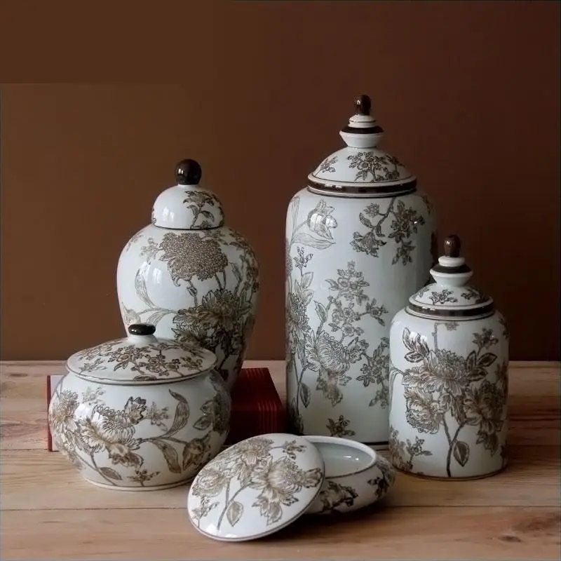 Jingdezhen Ceramic Freehand Vase Living Room Decoration Modern Handicraft Antique European Ornamental Ceramic Pot porcelain jar 3