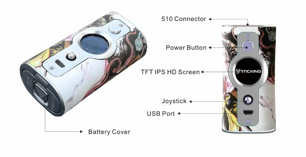 Электронная сигарета Vsticking VK530 200 Вт коробка мод YiHi SX530 чип Питание от двойной батареи 18650 Vape испаритель VS Smoant Charon