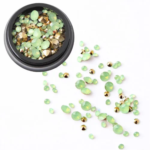 1 коробка декоративный камень для ногтей японский дизайн ногтей Агат Стразы Украшение Советы Стразы для маникюра голографический AB Хамелеон деко для УФ-геля - Цвет: Green Pearl Crystal