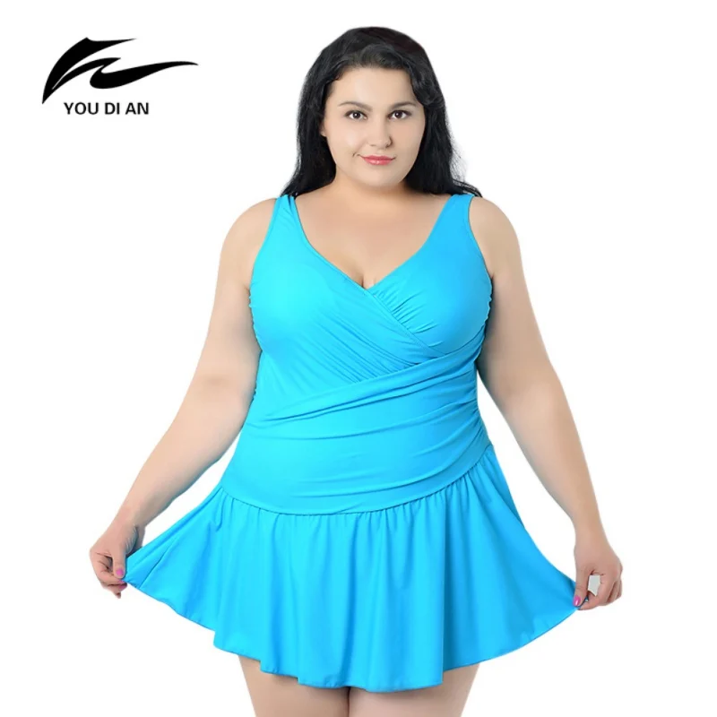 

Plus Size Women Sexy Swimsuit Swimwear Skirt Solid Colors Push Up