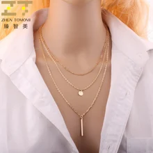 2017 Girl Hot Fashion New Copper Beads Sequins Multilayer Metal Strip Pendant Chokers Necklaces For Women Jewelry Aliexpress