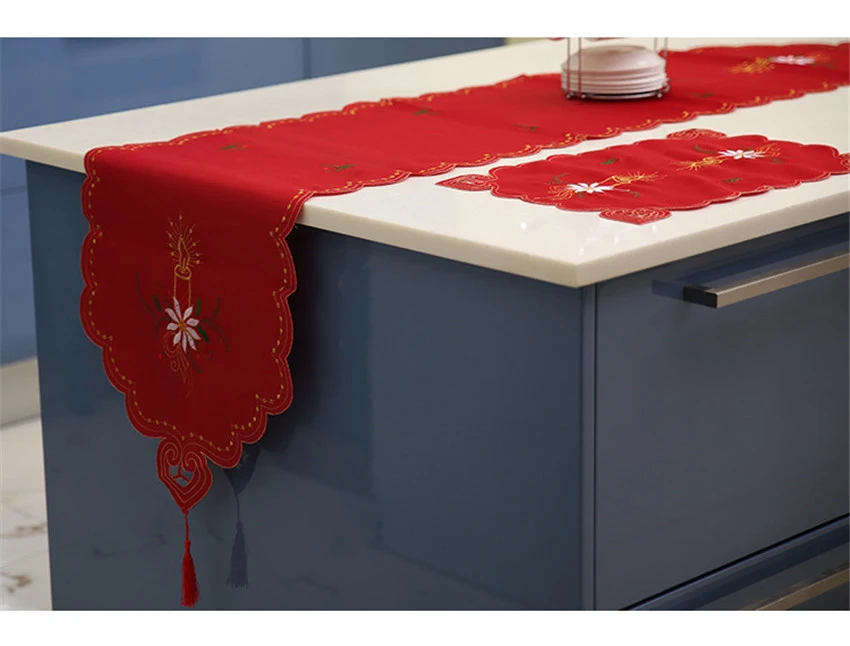 Вышитый полый Navidad Настольный коврик Санта-Клаус колокольчик Рождественское украшение для дома теплоизоляция кухня столовая подкладка