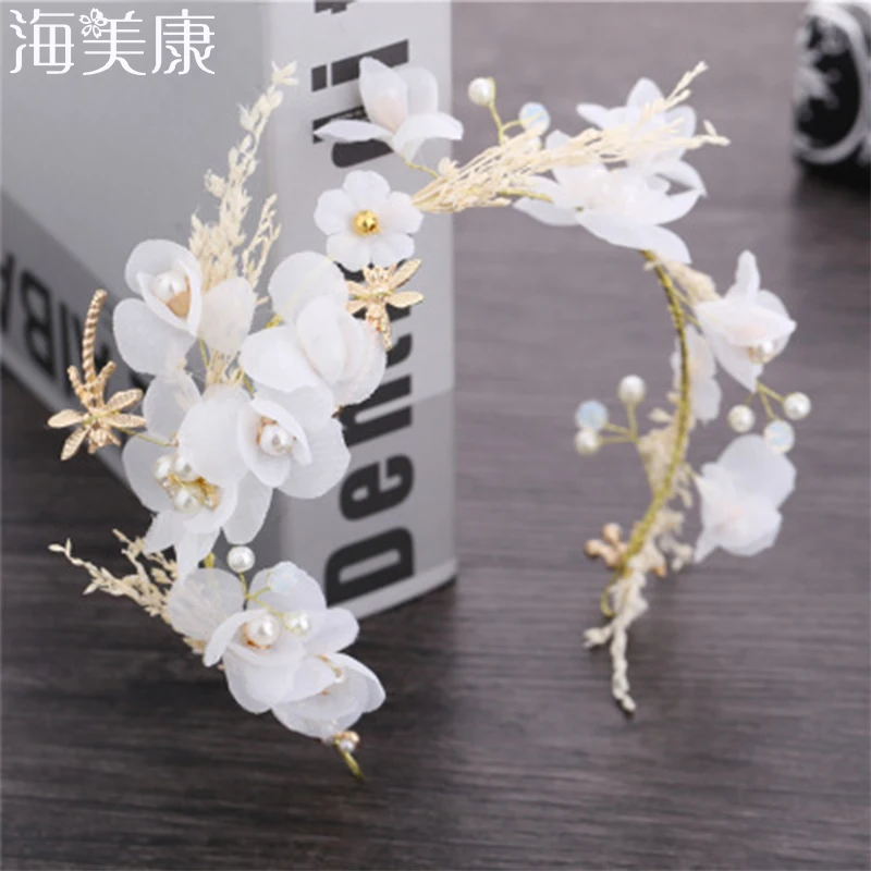 

Haimeikang Bride Wedding Tiara Full Of Stars Dried Flowers Headwear Wedding Accessories Headband Garland Romantic Party