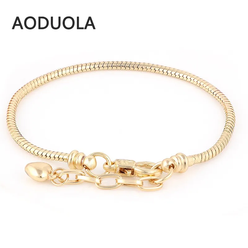 Браслеты "сделай сам", золотая цепочка в виде змеи, хамилия, подходит для шармов, браслет на День святого Валентина, подарок для мужчин и женщин, бусины с большим отверстием