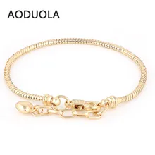 Браслеты "сделай сам", золотая цепочка в виде змеи, хамилия, подходит для шармов, браслет на День святого Валентина, подарок для мужчин и женщин, бусины с большим отверстием