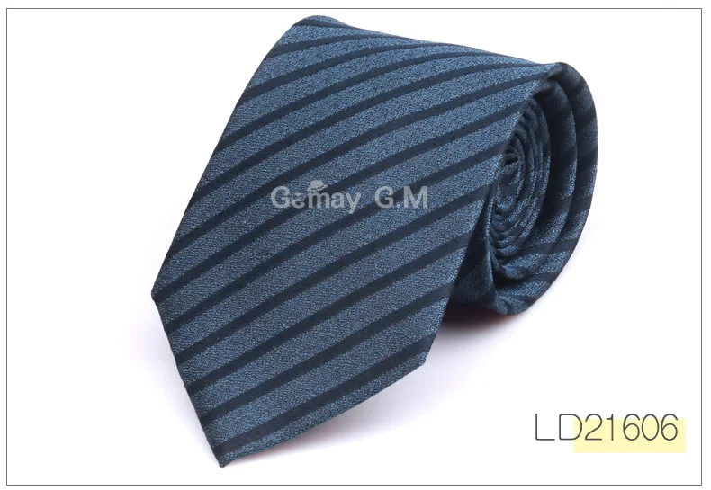 Новинка, шелковые галстуки для мужчин, модные классические жаккардовые полосатые галстуки для мужчин, красный, синий морской галстук для подарка, вечерние галстуки в полоску - Цвет: LD21606