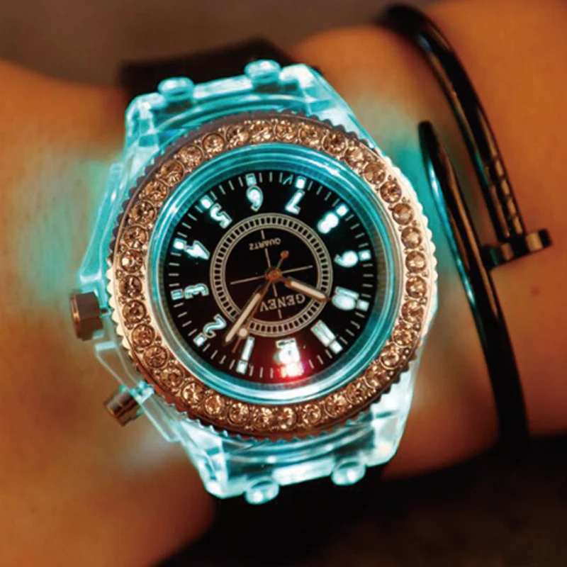 Luminous LED Sport Watches Women Quartz Watch ladies Women Men Silicone Wristwatches glowing Lover Watches (3)