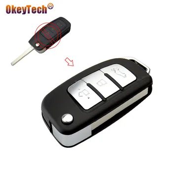 

OkeyTech Replacement Modified Flip Folding Remote Key Shell for Ford Focus Fiesta 2013 C Max Auto Key Fob Case With HU101 Blade