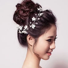 Хрустальные жемчужные цветочные западные свадебные аксессуары для волос модные украшения Gitf головной убор для невесты ручной работы женские украшения для волос