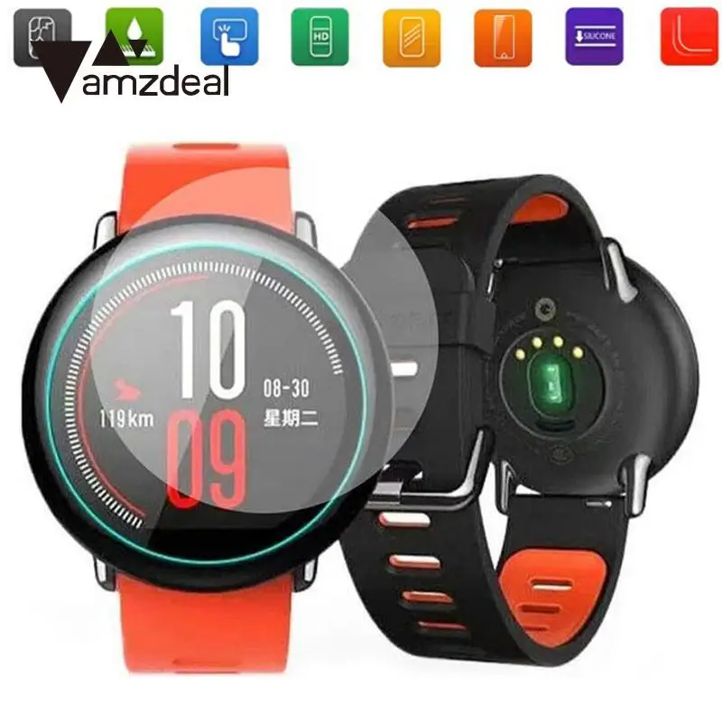 

Amzdeal Premium Clear 9H Tempered Glass Screen Protectors Film For Amazfit Smart Watch Accessories