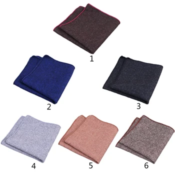 

Hot Hankerchief Scarves Vintage Wool Hankies Men's Pocket Square Handkerchiefs Striped Solid Cotton 23*23cm