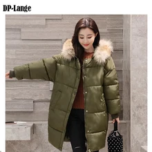 2017 Winter Jacket Women Faux Fur Collar Hooded Cotton Padded Winter Coat Women’s Thick Warm Long Parkas Female manteau femme