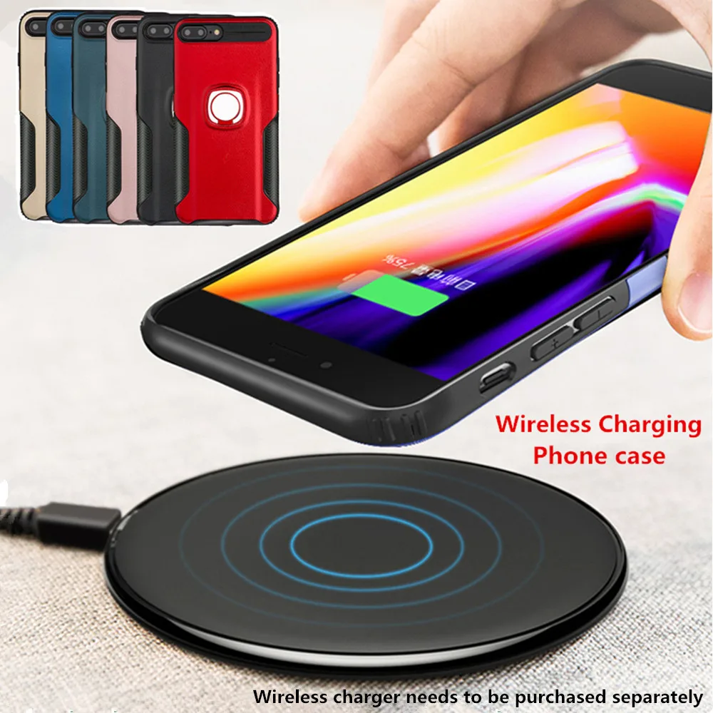 Wireless Charging Phone Case For Huawei P20 Lite Honor V10 7X Metal Ring Back Cover For