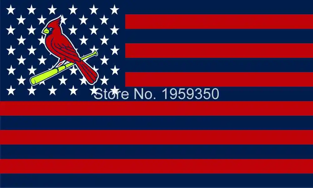 St Louis Cardinals Logo With Stars And Stripes Flag 3x5ft Mlb