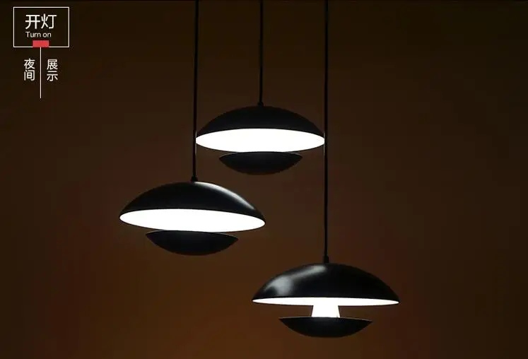

Modern minimalist Black mushroom dining table creative Nordic lighting LED dining Pendant light 18 cm