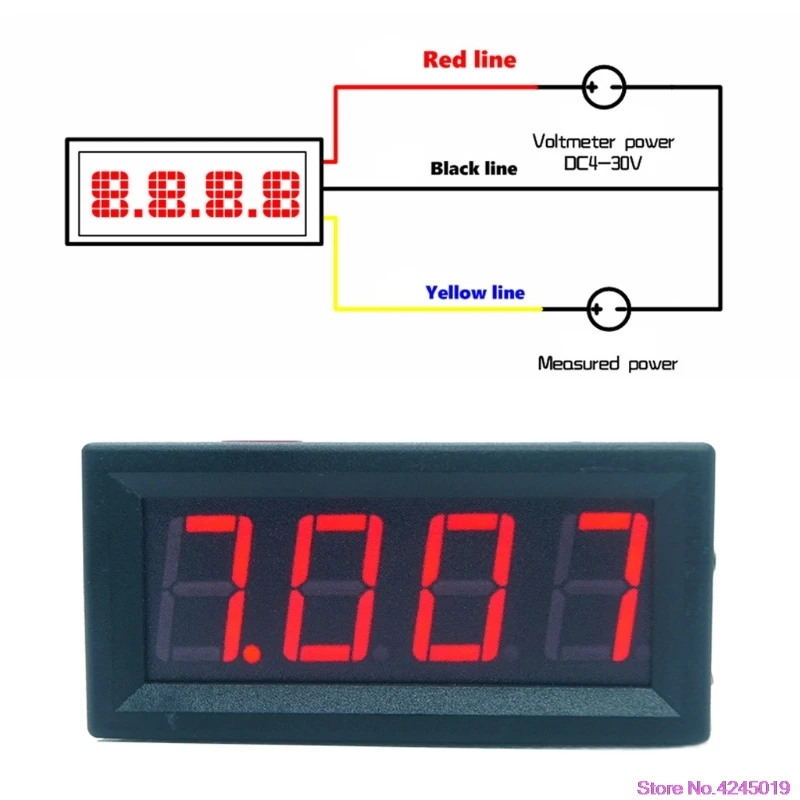 DC 0-99,99 V(100 V) 4-знака после запятой 0,56 inch/0,36 дюйма цифровой вольтметр 3 провода Напряжение Панель метр