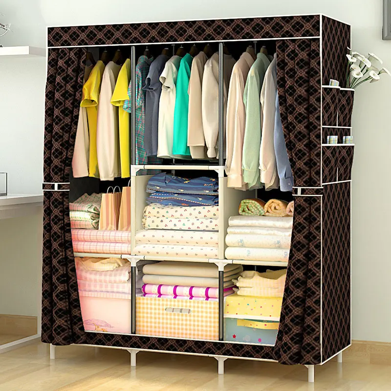 Non-woven Large Wardrobe Coffee Fabric Closet Portable Folding Dust-proof Waterproof Storage Cabinet Home Furniture