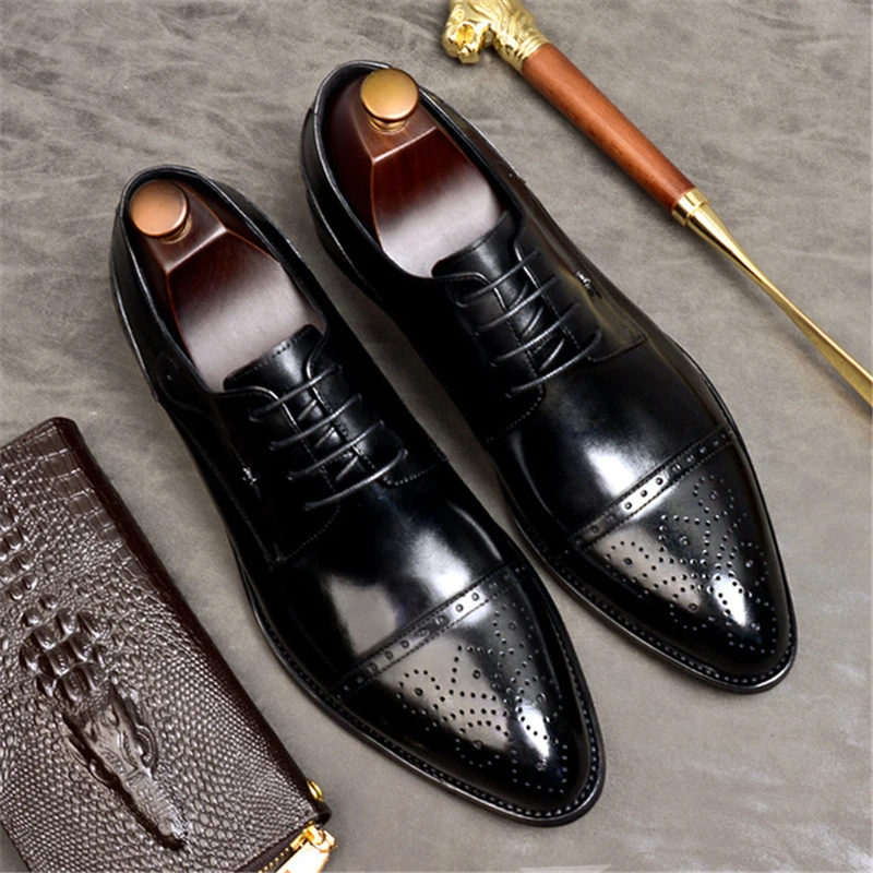 Mens leather shoes genuine leather oxford shoes for men luxury dress shoes  laces wedding leather brogues shoes - buy at the price of $73.42 in  aliexpress.com | imall.com