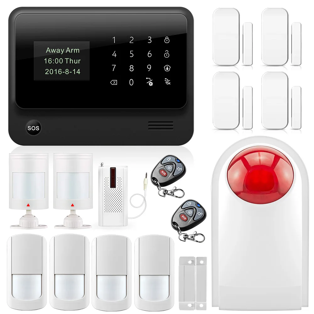 

Fuers 2017 Update G90B WiFi GSM Home Security Alarm System with Wireless PIR Detector Door Sensor 8 wire zone Alarm System