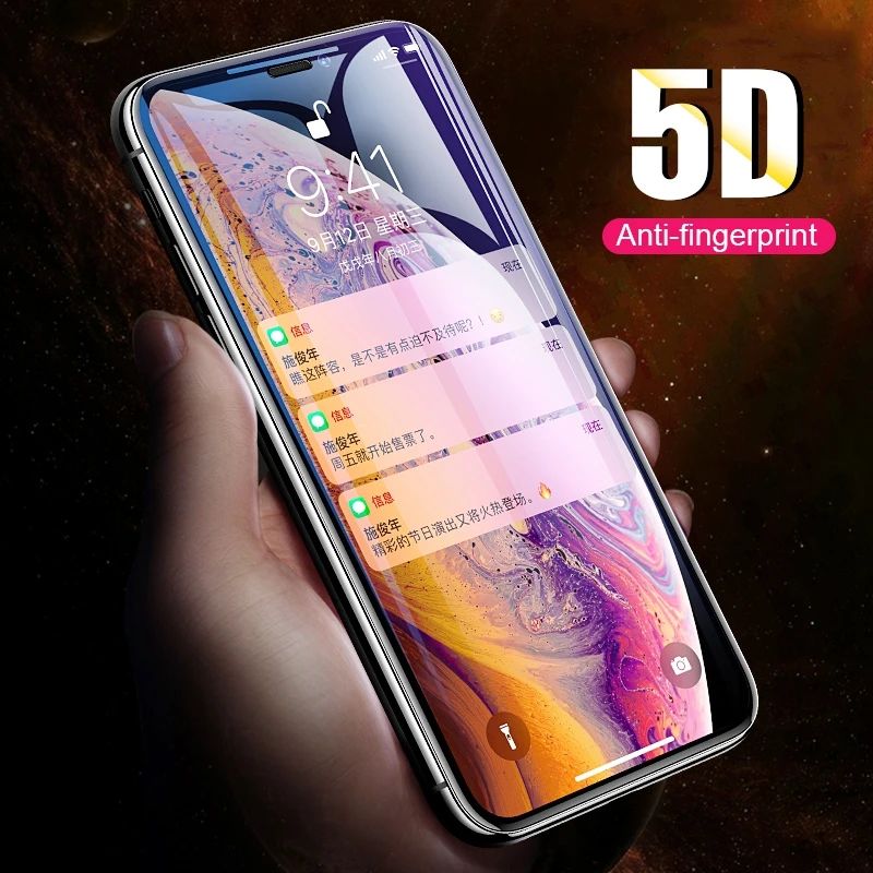 

5D Curved Edge Tempered Glass For iPhone X XS Max XR Screen Protector Film For iPhone 7 6 S 6s 8 Plus Protective Glass