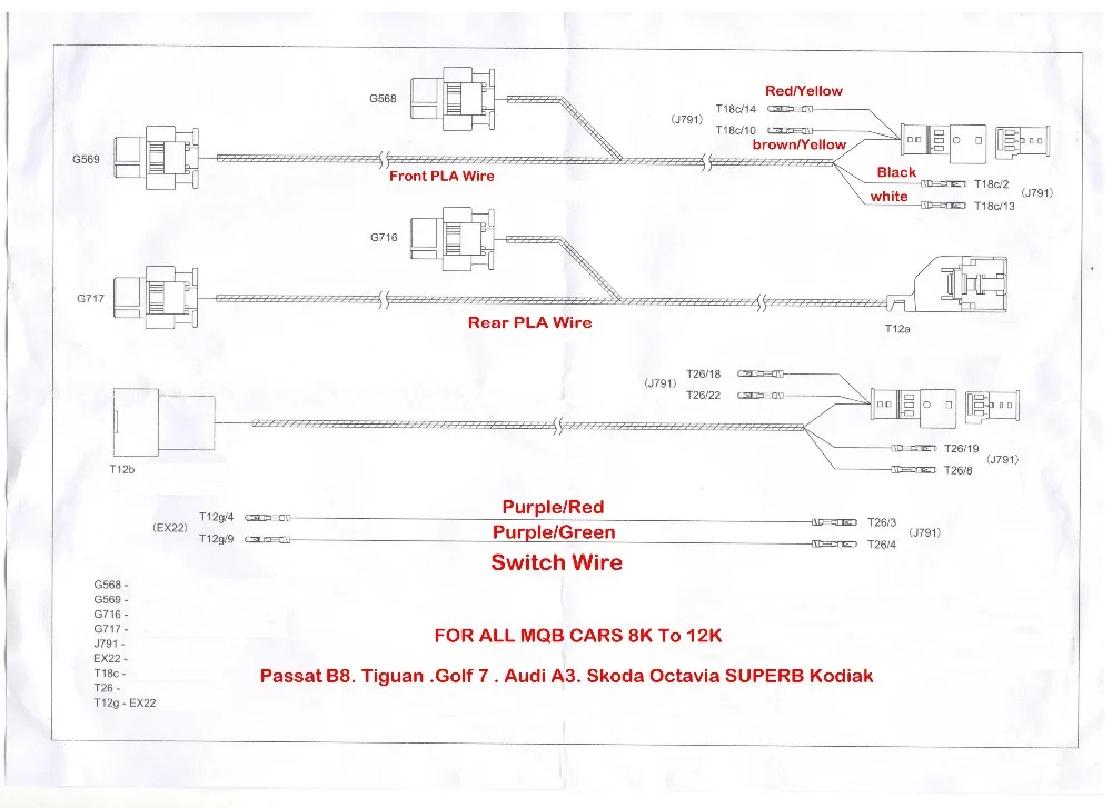 Авто парковка PLA 2,0 3,0 Play& Plug 8K до 12K Установите жгут проводов для VW MQB Golf 7 passat b8 tiguan A3 8V Kodiak Octavia SUPERB