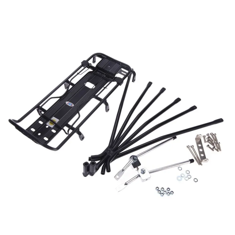 Online Buena oferta Ciclismo MTB aleación de aluminio portador de bicicleta equipaje trasero estante soporte para freno de disco v freno bicicleta negro