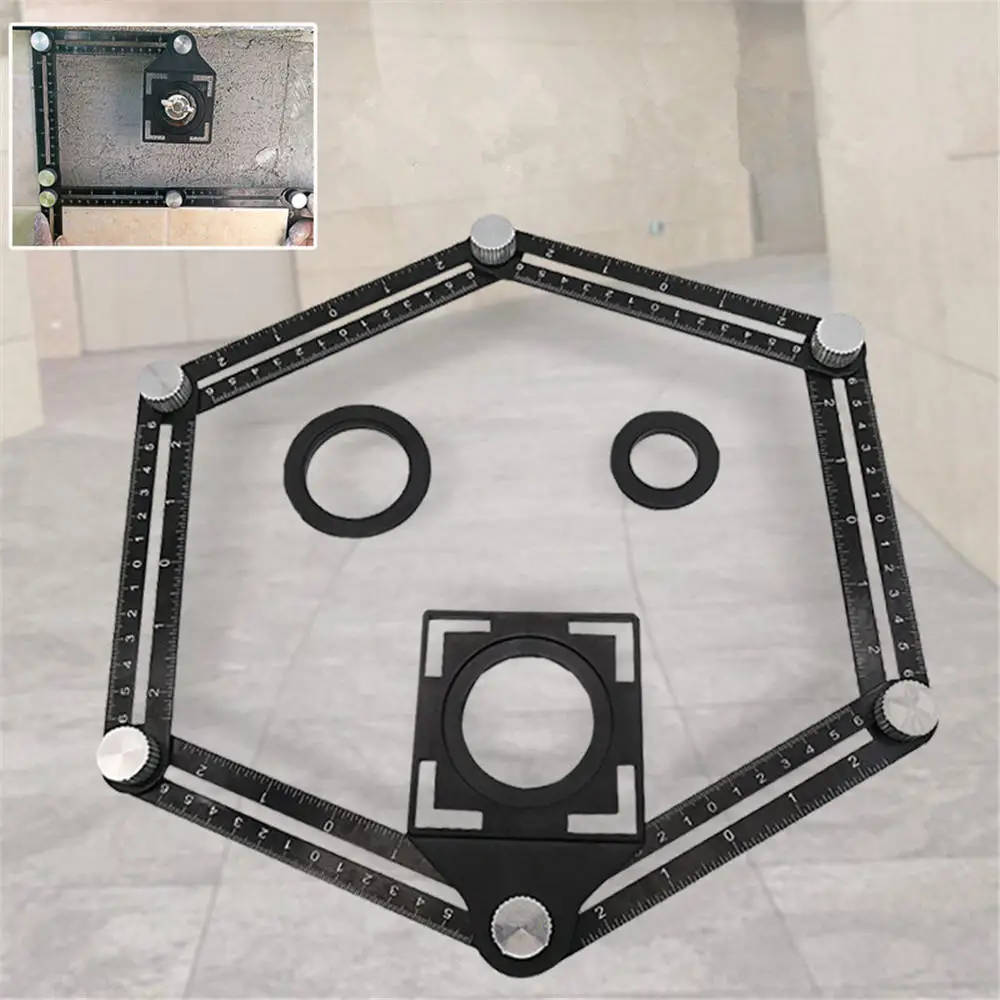 ExcLent Adjustable Ceramic Tile Hole Locator 6 Folding Multiple Angle Ruler Drill Guide Openings Locator 