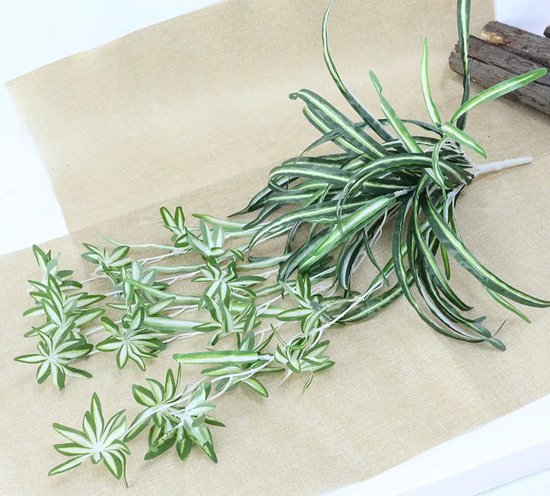 Flone Artificial Chlorophytum Plant Simulation Flower Vine Fake Plastic Plant Flower Bouquet Wedding Home Party Decor Art Floral (15)