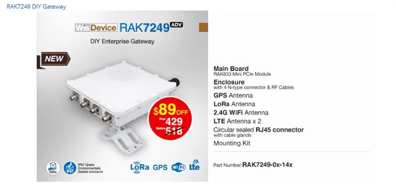 Наружный шлюз поддержка корпуса RAK7249 DIY шлюз RAK831 плата концентратора LoRa аксессуары IP67 литой алюминий Q007