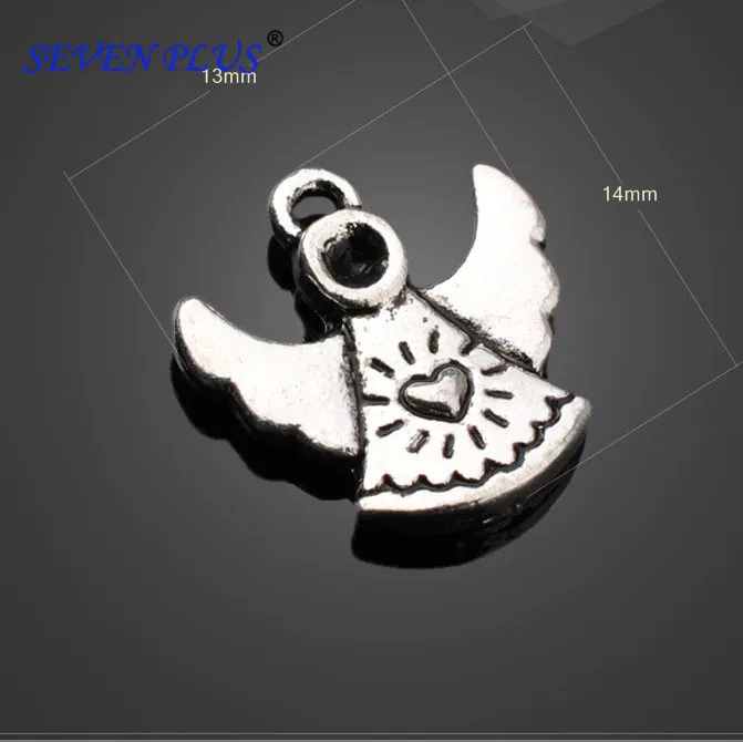 

High Quality 50 Pieces/Lot 13mm*14mm Antique Silver Small Angels Diy Jewelry Making Charms