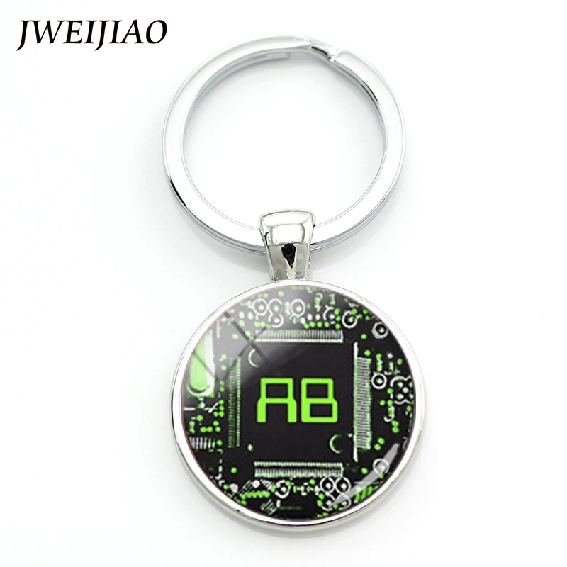 

JWEIJIAO Custom Porte Clef Computer Circuit Laptop Sleeve Chain Ab Monogram Board Keychain Electronics Engineer Jewelry Gift
