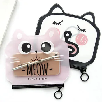 

1PCS Creative Cartoon Cat Waterproof Zipper Pencil Bags PVC Plastic Pencil Bag Stationery Large Capacity Schools&OfficesSupplies