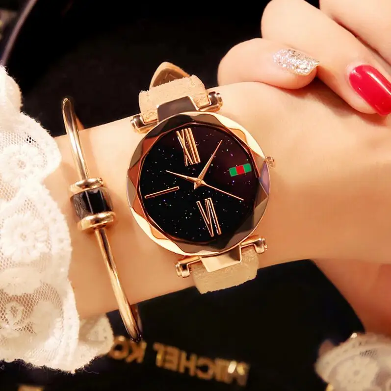 

New Arrival Rhinestone Women Watches Leather Strap Ladies Quartz 2019 Watch Elegant Dial Wristwatches For women kadın saat