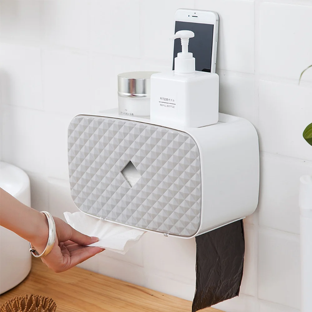 

Paper holder free punching multi-function hand tray bathroom tissue box toilet paper tray waterproof paper rack wx9251446