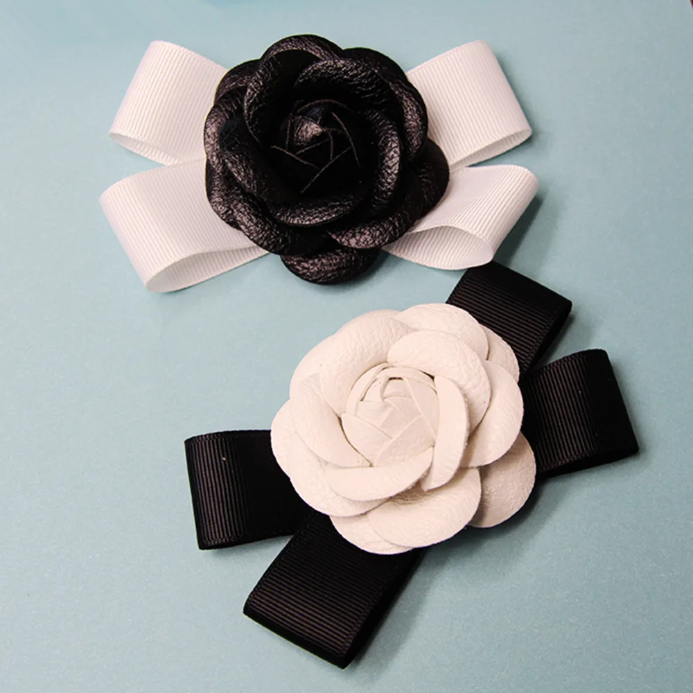 DoreenBeads 1 шт. черные и белые цветы камелии пришитые патчи для девочек женские повязки для волос Головные уборы платья DIY аксессуары для волос