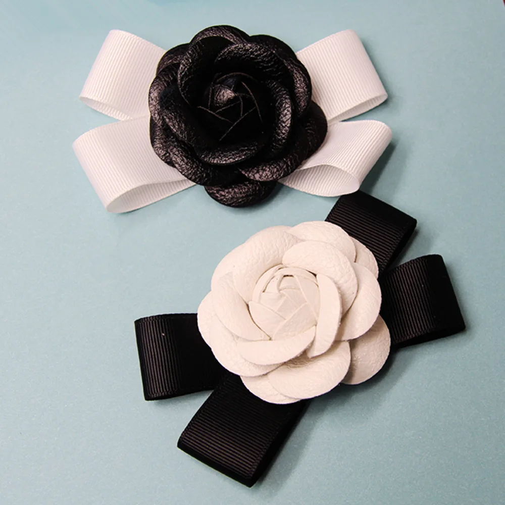 

DoreenBeads 1PC Black & White Camellia Flowers Sew on Patches for Girls Woman Hairbands Hats Dresses DIY Crafts Hair Accessories