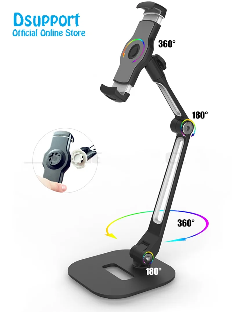 Многофункциональный вращающийся на 360 4-11 дюймов планшетный ПК стенд/держатель для мобильного телефона Металлическая основа универсальная Складная подставка для ленивого планшета