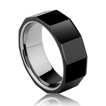 Новые модные мужские кольца 8 мм ширина Вольфрамовая сталь с черной высокотехнологичной керамической защитой от царапин Размер 7-11