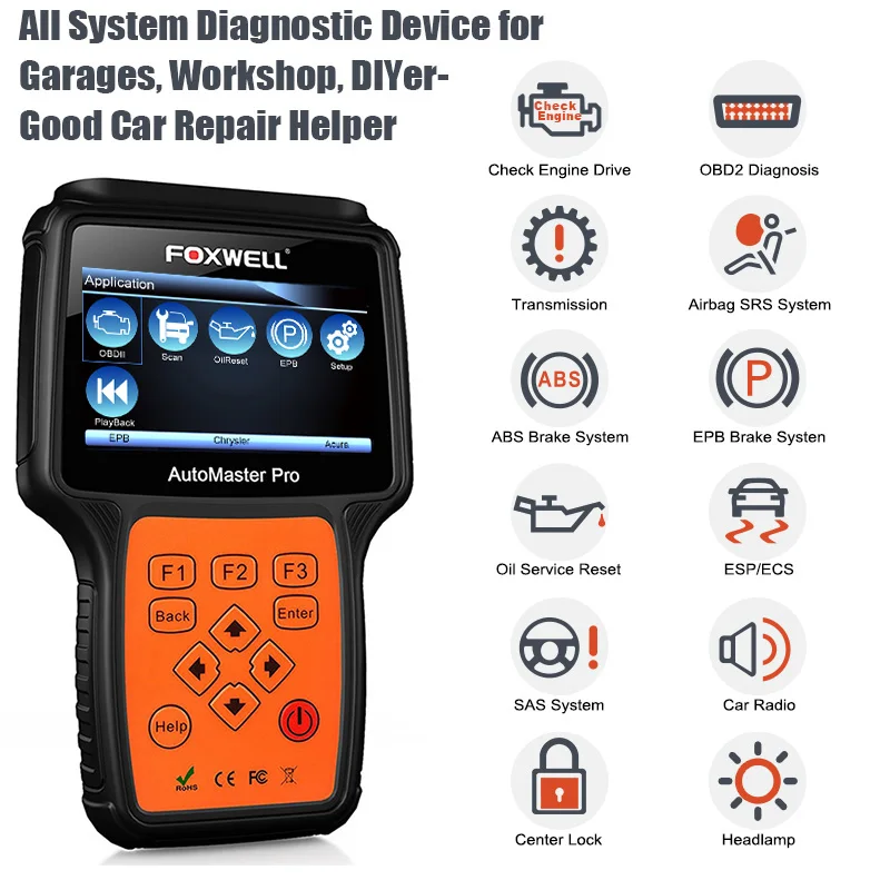 Foxwell NT624 Pro OBD2 автомобиля диагностический инструмент полный системы Трансмиссия