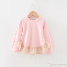 New Sweet Kids Girls Ruffles Tees Cotton Long Sleeve Fall Winter Fashion Blouse Cute Baby Tops Wholesale