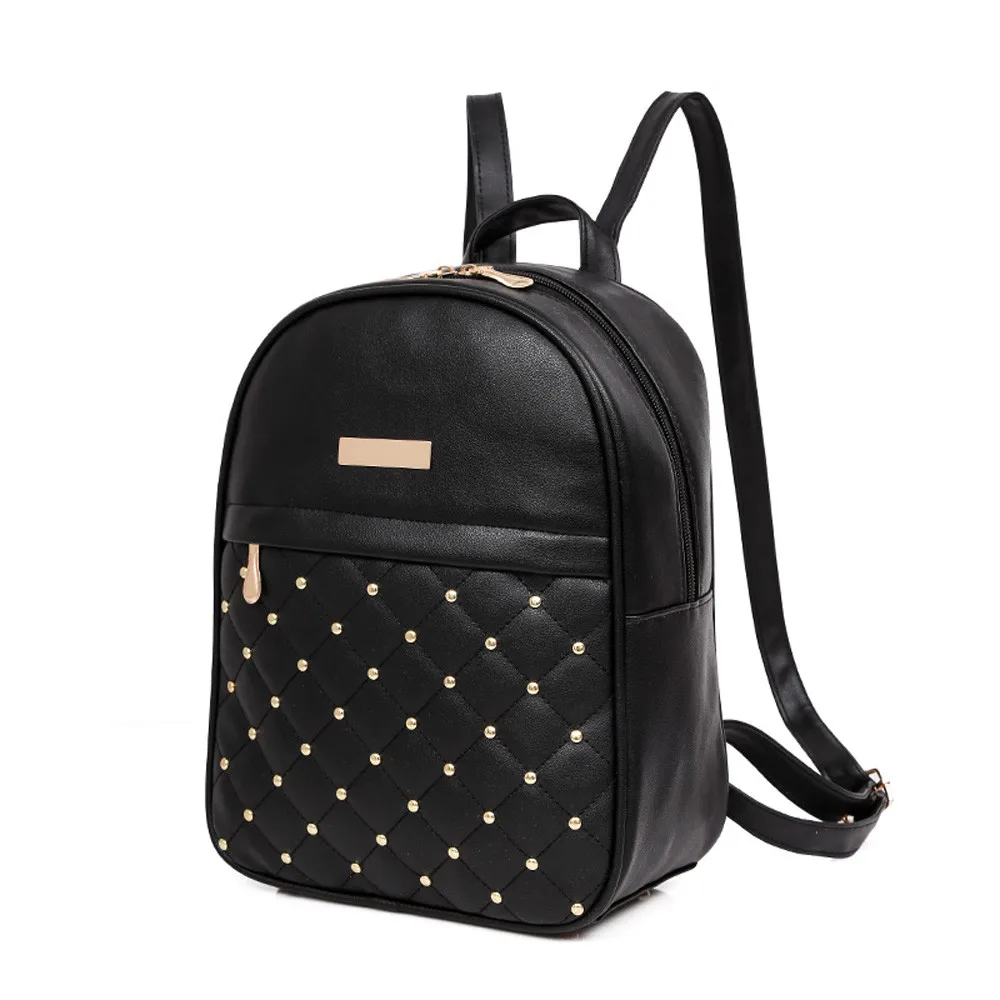 

2018 Fashion Women Black Bagpack PU Leather High Quality Daypack Soft Daily Shopping Bags For School Girls Mochila Rucksack New