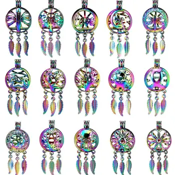 

NEW Rainbow Dream Catcher Love Angel Ribbon Yoga Lotus Life Tree Perfume Beads Cage Locket Pendant