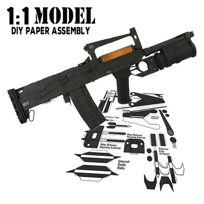 

1:1 GROZE Toy Gun Model Paper Assembled Educational Toy Building Construction Toys Card Model Building Sets
