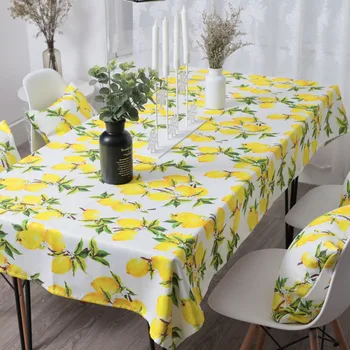 

Fresh Lemon Nordic Waterproof Dining Table Cloth For Kitchen Tablecloth Round Rectangular Coffee Tea Table Cloth TC010-40