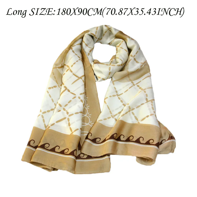 AL7866khaki Модный великолепный шелковый шарф роскошный женский брендовый шарф для женщин шаль Пашмина высокое качество с принтом хиджаб обертывания 180*90 см - Цвет: AL7866khaki