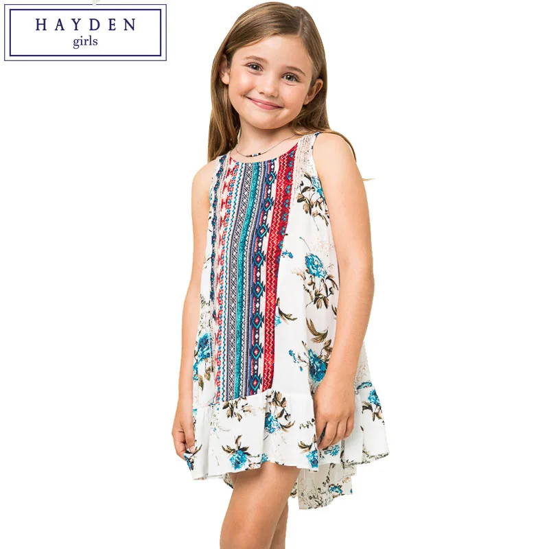 

HAYDEN Girls Floral Dress 2017 Summer Teenage Girls Clothing Kids Sleeveless Tank Dress Children's Fashion Beach Wear 12 14 Year